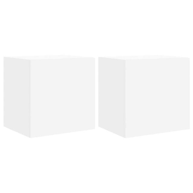 Berkfield Home TV Wall Cabinets with LED Lights 2 pcs White 40.5x35x40 cm - image 1