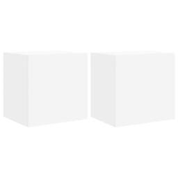 Berkfield Home TV Wall Cabinets with LED Lights 2 pcs White 40.5x35x40 cm - thumbnail 1
