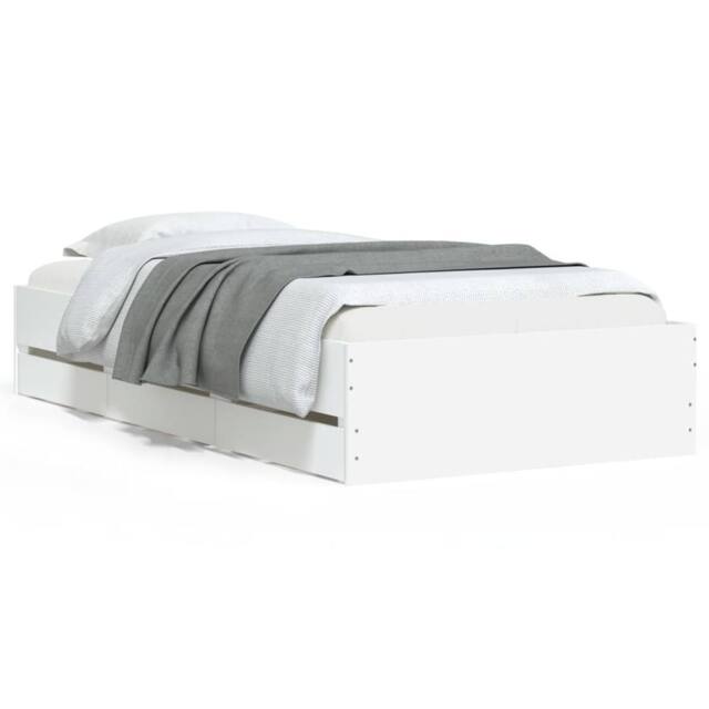Berkfield Home Bed Frame with Drawers without Mattress White 75x190 cm Small Single - image 1
