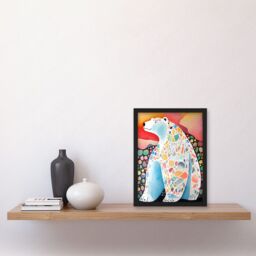 Artery8 Polar Bear With Mosaic Pattern Folk Art Artwork Framed Wall Art Print A4 in Black - thumbnail 2