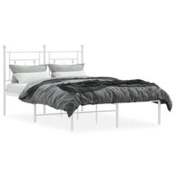 Berkfield Home Metal Bed Frame without Mattress with Headboard White 120x200cm - Size: Small Double - thumbnail 3
