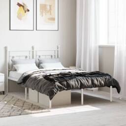 Berkfield Home Metal Bed Frame without Mattress with Headboard White 120x200cm - Size: Small Double - thumbnail 2