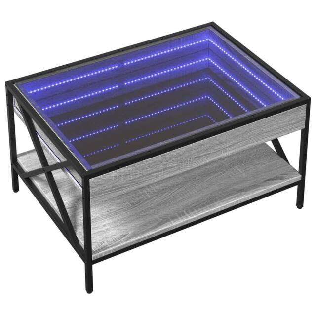 Berkfield Home Decorative Coffee Table with Infinity LED Grey Sonoma 70x50x38 cm - Size: 70 x 50 x 38 cm - image 1
