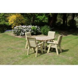 Churnet Valley Garden Furniture Ltd Ergo 4 Seater Round Table Set - Timber - Partially Assembled in Brown - thumbnail 4
