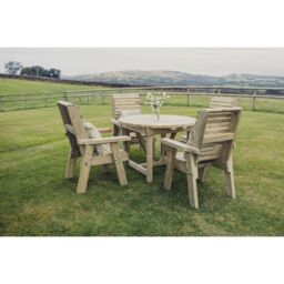 Churnet Valley Garden Furniture Ltd Ergo 4 Seater Round Table Set - Timber - Partially Assembled in Brown - thumbnail 1