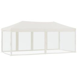 Berkfield Home Folding Party Tent with Sidewalls Cream 3x6 m in Beige - thumbnail 5