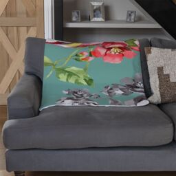 Benjamin Tate Design Bright Flower On Green Blanket in Natural - Size: 120 cm x 150 cm - thumbnail 2