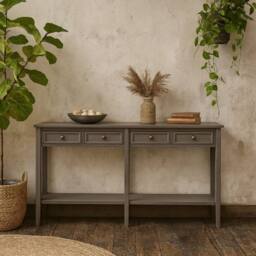 Wyld Haus Laurelbrook Four Drawer Console Table with Bottom Shelf Grey Wash - thumbnail 2