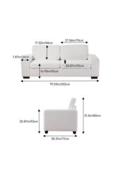 Living and Home Modern Teddy Fleece Upholstered Loveseat Sofa in White - thumbnail 6