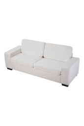 Living and Home Modern Teddy Fleece Upholstered Loveseat Sofa in White - thumbnail 3