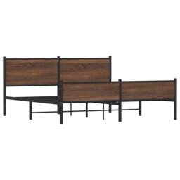 Berkfield Home Metal Bed Frame without Mattress Brown Oak 160x200 cm - thumbnail 1