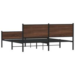 Berkfield Home Metal Bed Frame without Mattress Brown Oak 160x200 cm - thumbnail 7