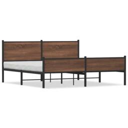Berkfield Home Metal Bed Frame without Mattress Brown Oak 160x200 cm - thumbnail 3
