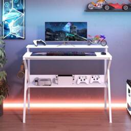 NESTLUNE Space Saving Computer Desk Home Office Desk-White in White - Size: 100 cm x 15 cm - thumbnail 3