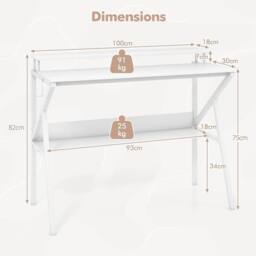 NESTLUNE Space Saving Computer Desk Home Office Desk-White in White - Size: 100 cm x 15 cm - thumbnail 2