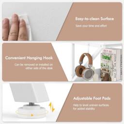 NESTLUNE Space Saving Computer Desk Home Office Desk-White in White - Size: 100 cm x 15 cm - thumbnail 6