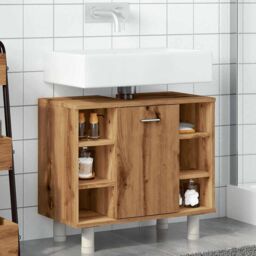 Berkfield Home Bathroom Cabinet Artisan Oak 60x32x53.5 cm Engineered Wood in Brown - thumbnail 3