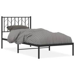 Berkfield Home Metal Bed Frame without Mattress with Headboard Black 90x190cm - Size: 90x190 cm - thumbnail 2