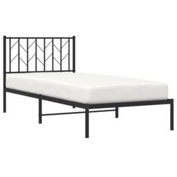 Berkfield Home Metal Bed Frame without Mattress with Headboard Black 90x190cm - Size: 90x190 cm - thumbnail 3