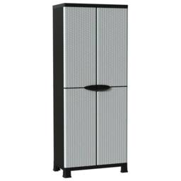 Berkfield Home Plastic Cabinet 68x39x171.5 cm Rattan Design in Grey