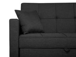 SquareBoxx Osaka Button Tufted Linen 3 Seater Sofa Bed in Dark Grey - thumbnail 3