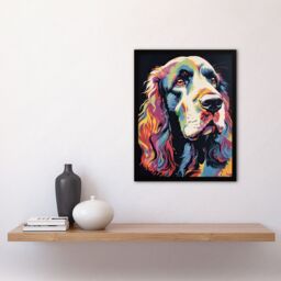 Artery8 Wall Art Print English Cocker Spaniel Head Colourful Painting Cute Dog Portrait Art Framed - Size: A4 - thumbnail 4