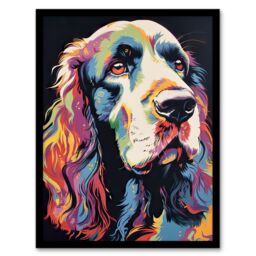 Artery8 Wall Art Print English Cocker Spaniel Head Colourful Painting Cute Dog Portrait Art Framed - Size: A4 - thumbnail 1