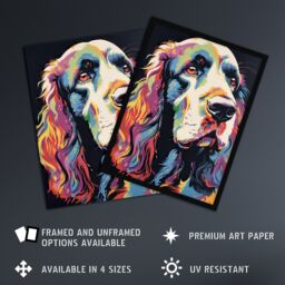 Artery8 Wall Art Print English Cocker Spaniel Head Colourful Painting Cute Dog Portrait Art Framed - Size: A4 - thumbnail 2