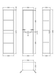 Balterley Bathroom Wall Hung 2 Door Tall Unit, Satin White, 356mm in White - thumbnail 2