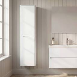 Balterley Bathroom Wall Hung 2 Door Tall Unit, Satin White, 356mm in White - thumbnail 8