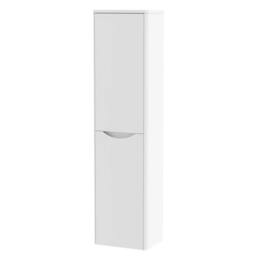 Balterley Bathroom Wall Hung 2 Door Tall Unit, Satin White, 356mm in White - thumbnail 1