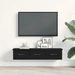Berkfield Home Wall Cabinet Black Oak 88x26x18.5 cm Engineered Wood - thumbnail 3