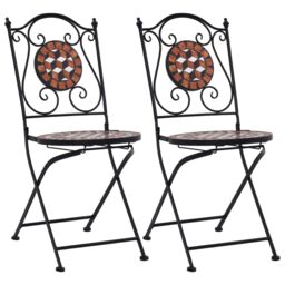Berkfield Home Mosaic Bistro Chairs 2 pcs Brown Ceramic