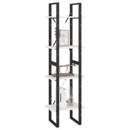 Berkfield Home 4-Tier Book Cabinet White 40x30x140 cm Solid Pine Wood - Size: 40 x 30 x 140 cm - thumbnail 4