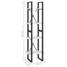 Berkfield Home 4-Tier Book Cabinet White 40x30x140 cm Solid Pine Wood - Size: 40 x 30 x 140 cm - thumbnail 9
