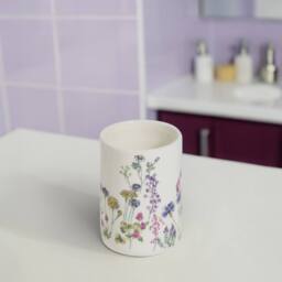 Showerdrape Meadow Wild Flowers Floral 3 Piece Bathroom Accessory Set in White - thumbnail 4