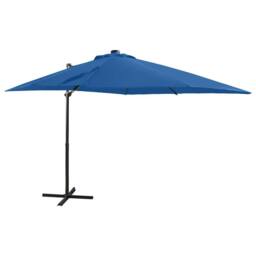Berkfield Home Cantilever Umbrella with Pole & LED Lights Azure Blue 250 cm - thumbnail 2