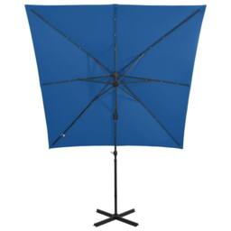 Berkfield Home Cantilever Umbrella with Pole & LED Lights Azure Blue 250 cm - thumbnail 5