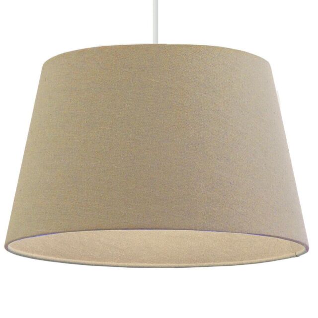 "Loops 18"" Inch Round Tapered Drum Lamp Shade Taupe Linen Fabric Cover Simple Elegant"