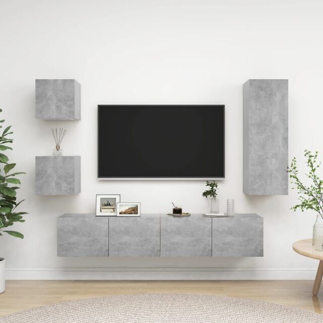Berkfield Home 5 Piece TV Cabinet Set Concrete Grey Engineered Wood - image 1