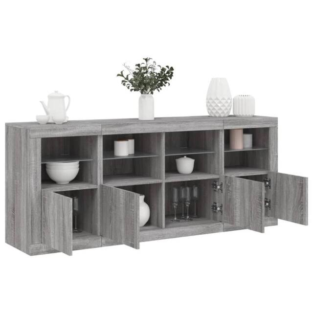 Berkfield Home Sideboard with LED Lights Grey Sonoma 163x37x67 cm - Size: 163 x 37 x 67 cm - image 1