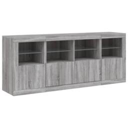 Berkfield Home Sideboard with LED Lights Grey Sonoma 163x37x67 cm - Size: 163 x 37 x 67 cm - thumbnail 5