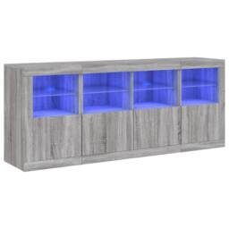 Berkfield Home Sideboard with LED Lights Grey Sonoma 163x37x67 cm - Size: 163 x 37 x 67 cm - thumbnail 2