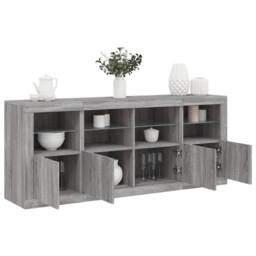 Berkfield Home Sideboard with LED Lights Grey Sonoma 163x37x67 cm - Size: 163 x 37 x 67 cm - thumbnail 1