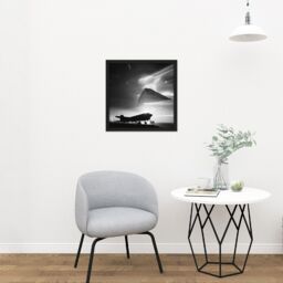 "Artery8 Wall Art Print War WWII UK Douglas Aircraft Rock Gibraltar Photo Square Framed Picture 16X16 Inch in Black - Size: W16"" x H16""" - thumbnail 2