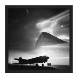 "Artery8 Wall Art Print War WWII UK Douglas Aircraft Rock Gibraltar Photo Square Framed Picture 16X16 Inch in Black - Size: W16"" x H16""" - thumbnail 1
