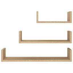 Berkfield Home Wall Display Shelf 3 pcs Sonoma Oak Engineered Wood in Light Tan - thumbnail 4