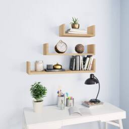 Berkfield Home Wall Display Shelf 3 pcs Sonoma Oak Engineered Wood in Light Tan - thumbnail 2