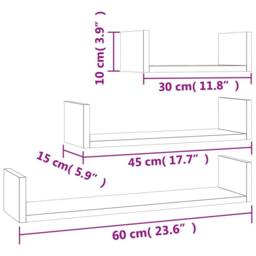 Berkfield Home Wall Display Shelf 3 pcs Sonoma Oak Engineered Wood in Light Tan - thumbnail 7