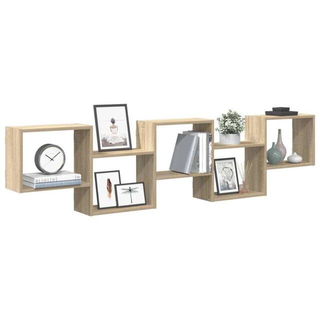 Berkfield Home Wall Cube Shelf 5 Compartments Sonoma Oak Engineered Wood in Brown - image 1